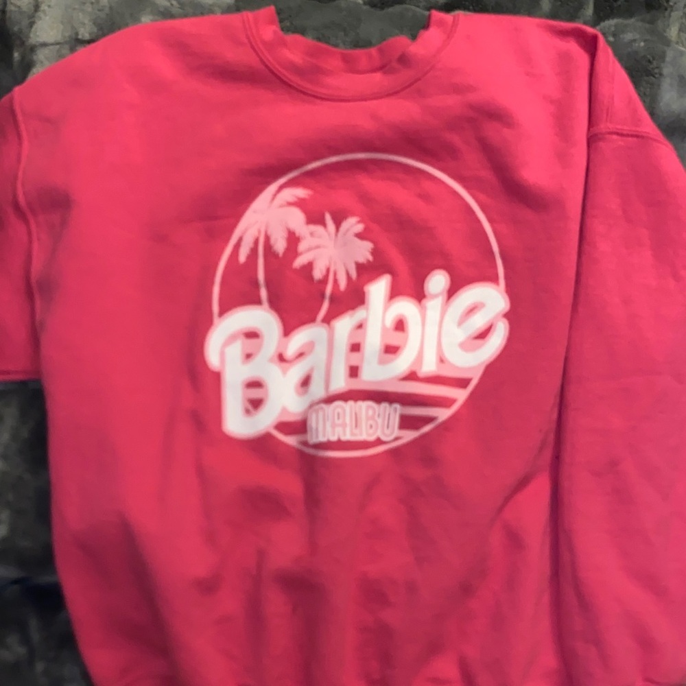 Barbie Hot Pink Logo Malibu Pullover Sweatshirt